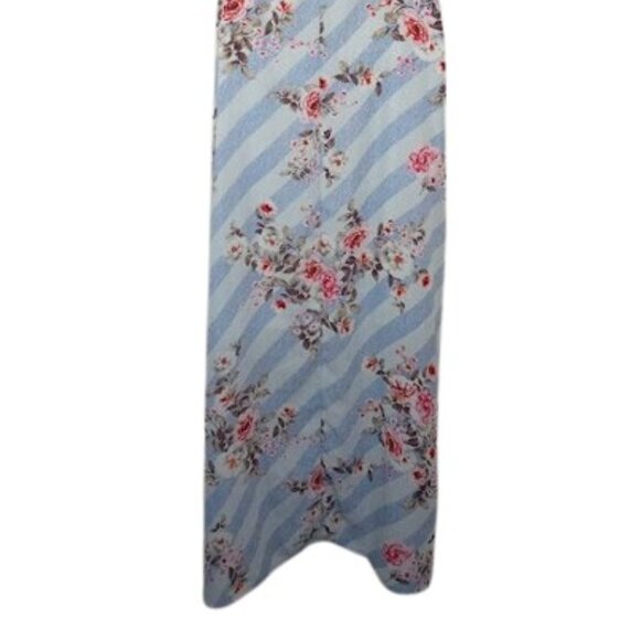 Sweet Olive Womens Maxi Dress Blue Pink Floral Striped Cut Out M New - Picture 5 of 5